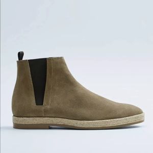 Zara Men’s Dark Beige Jute Suede Ankle Boots 10